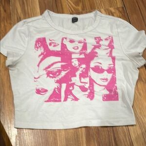 White and Pink Graphic Kids T-Shirt